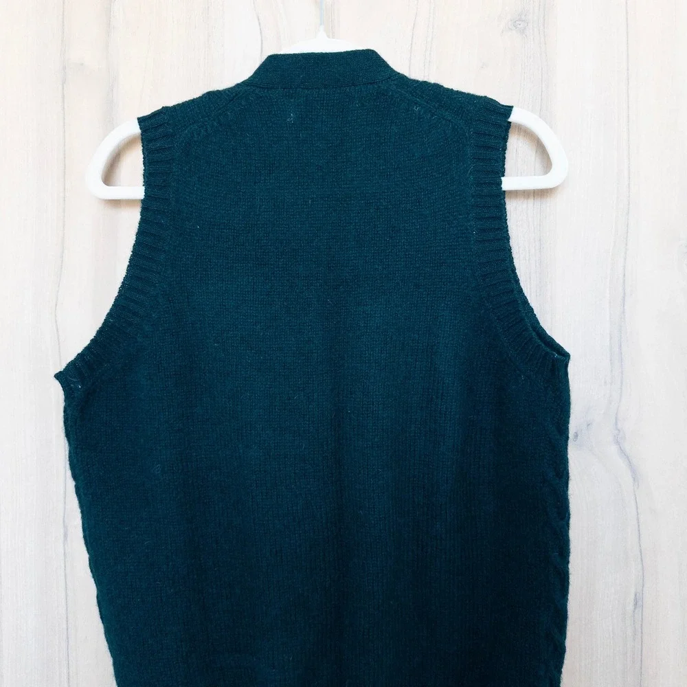 VTG‎ Club Shop Mens Cable Knit Sweater Vest Size M Dark Green Preppy Old Money